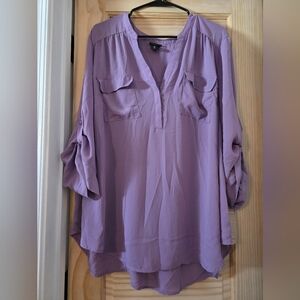 Torrid Lavender Blouse with Rolled Sleeves